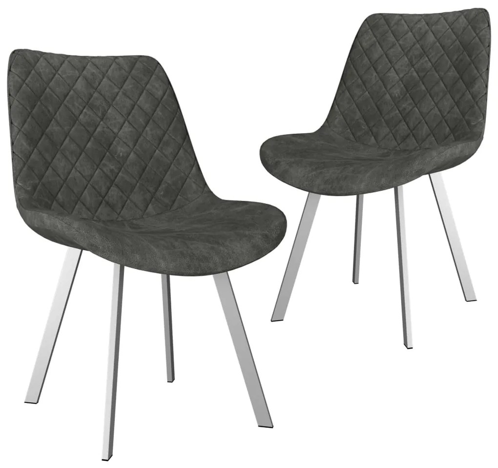 vidaXL Cadeiras de jantar 2 pcs camurça artificial cinzento
