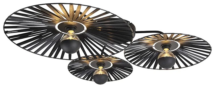 Candeeiro de teto rústico preto 3 luzes - Leia