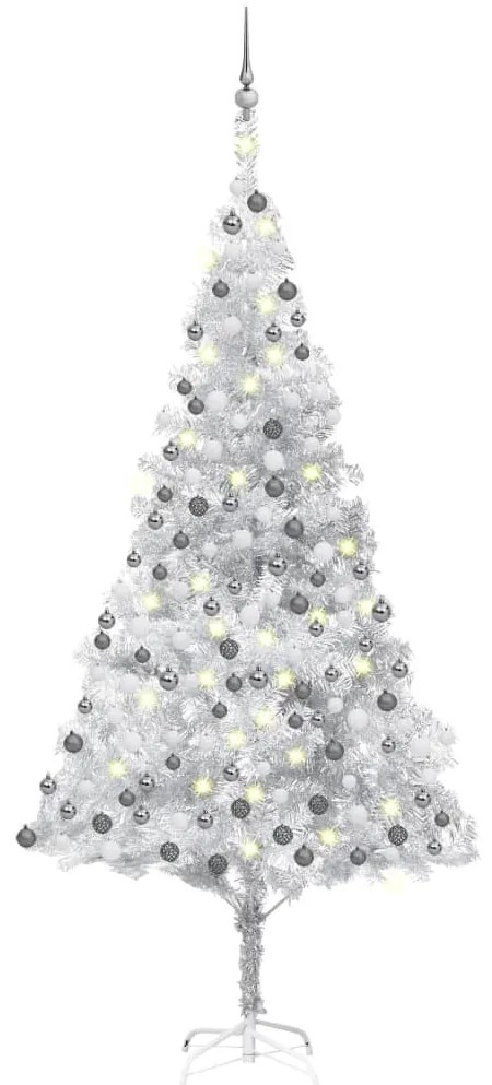 vidaXL Árvore Natal artificial pré-iluminada c/bola 240cm PET prateado