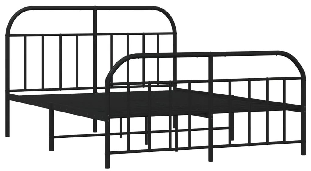 Estrutura de cama com cabeceira e pés 140x200 cm metal preto