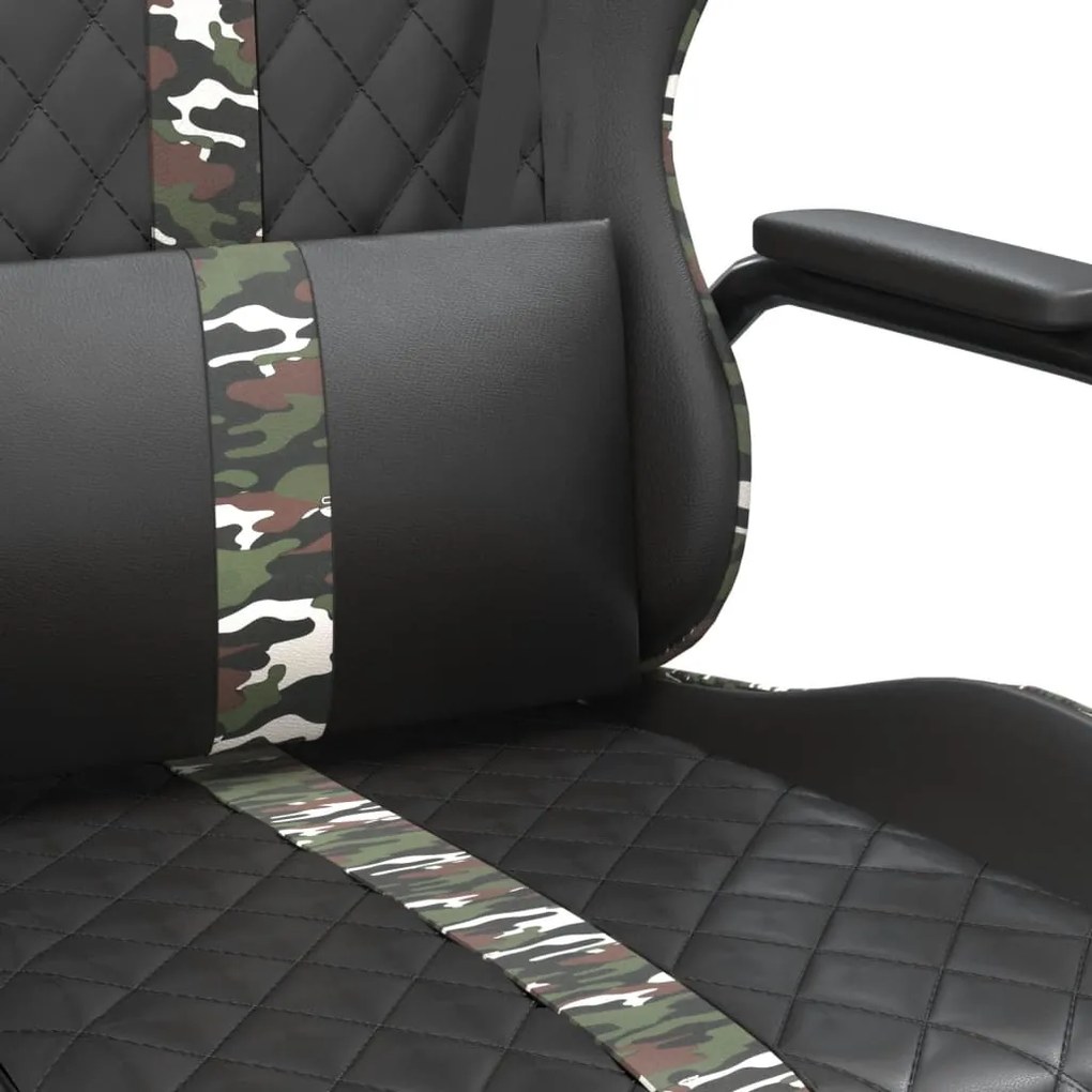 Cadeira gaming massagens couro artificial camuflagem e preto