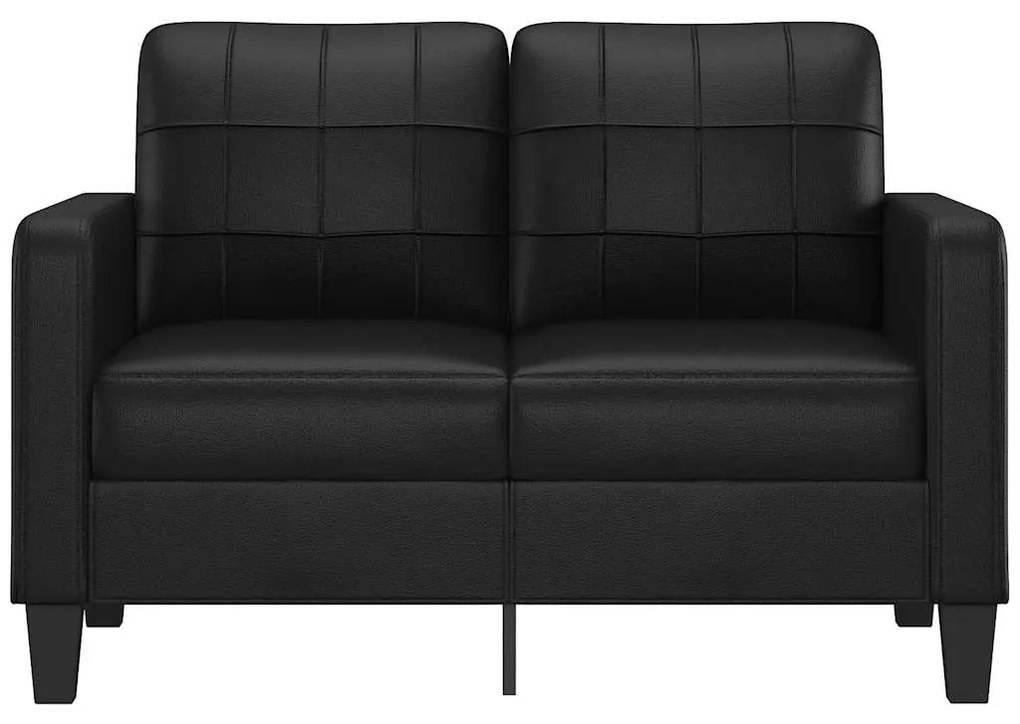 Sofá de 2 lugares 120 cm couro artificial preto