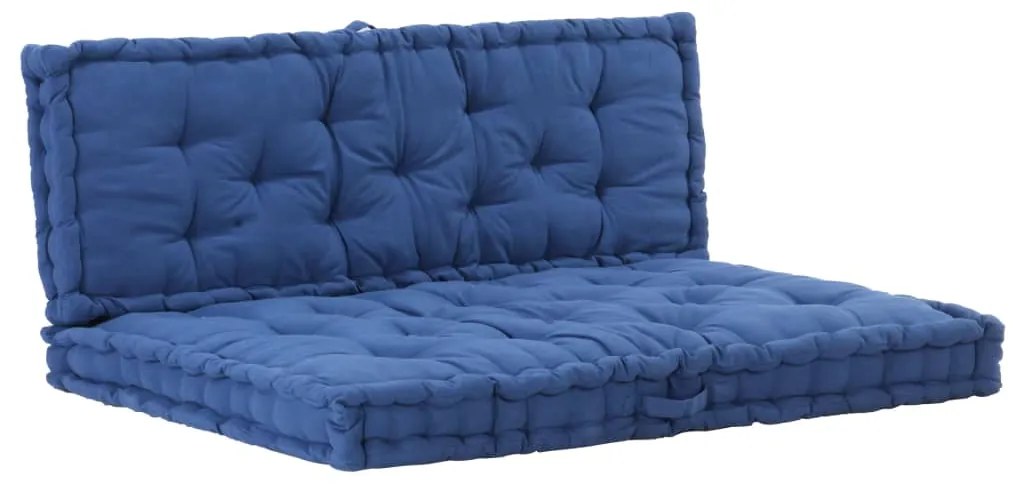 vidaXL Almofadões para sofá de paletes 2 pcs algodão azul-claro