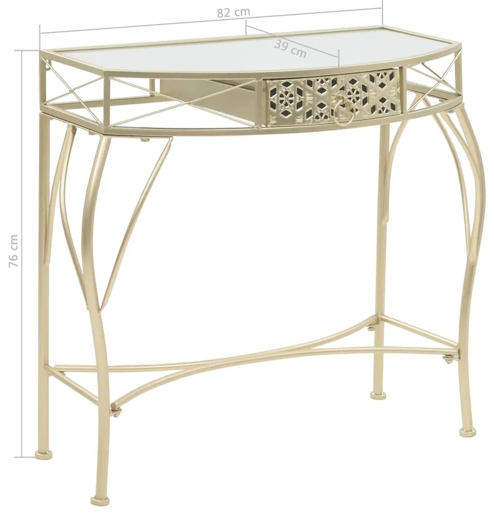 Mesa de apoio de estilo francês metal 82x39x76 cm dourado