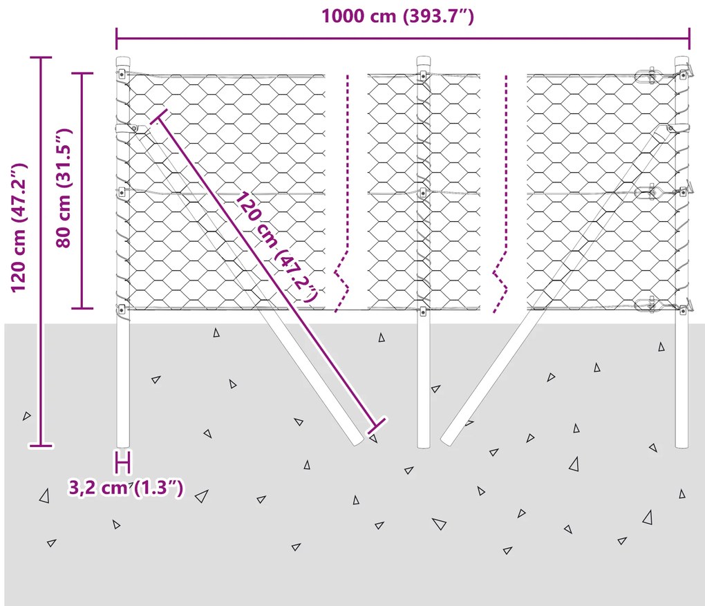 Cerca Hexagonal vidaXL Verde 0.8x10 m Aço