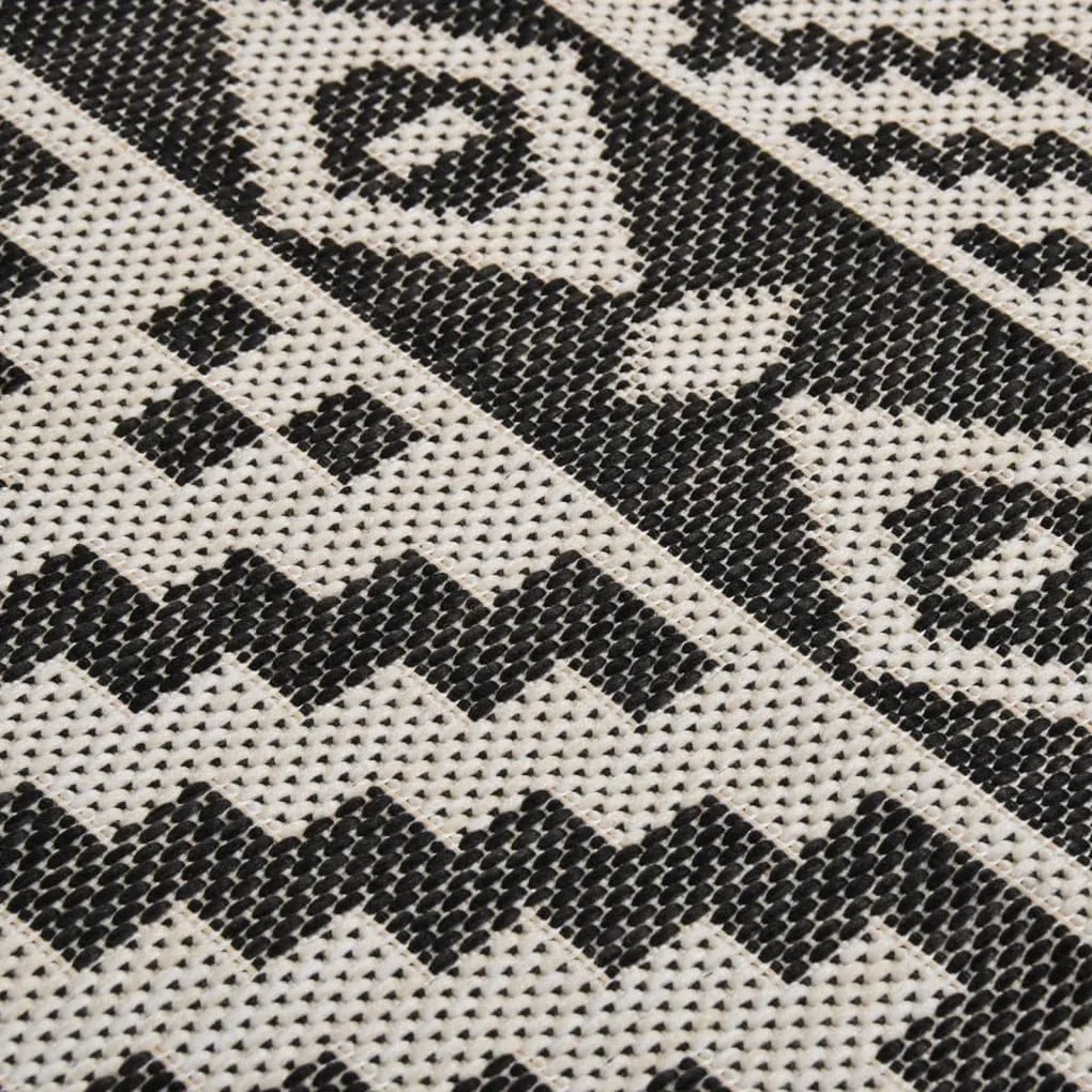Tapete de tecido plano para exterior 160x230 cm riscas pretas