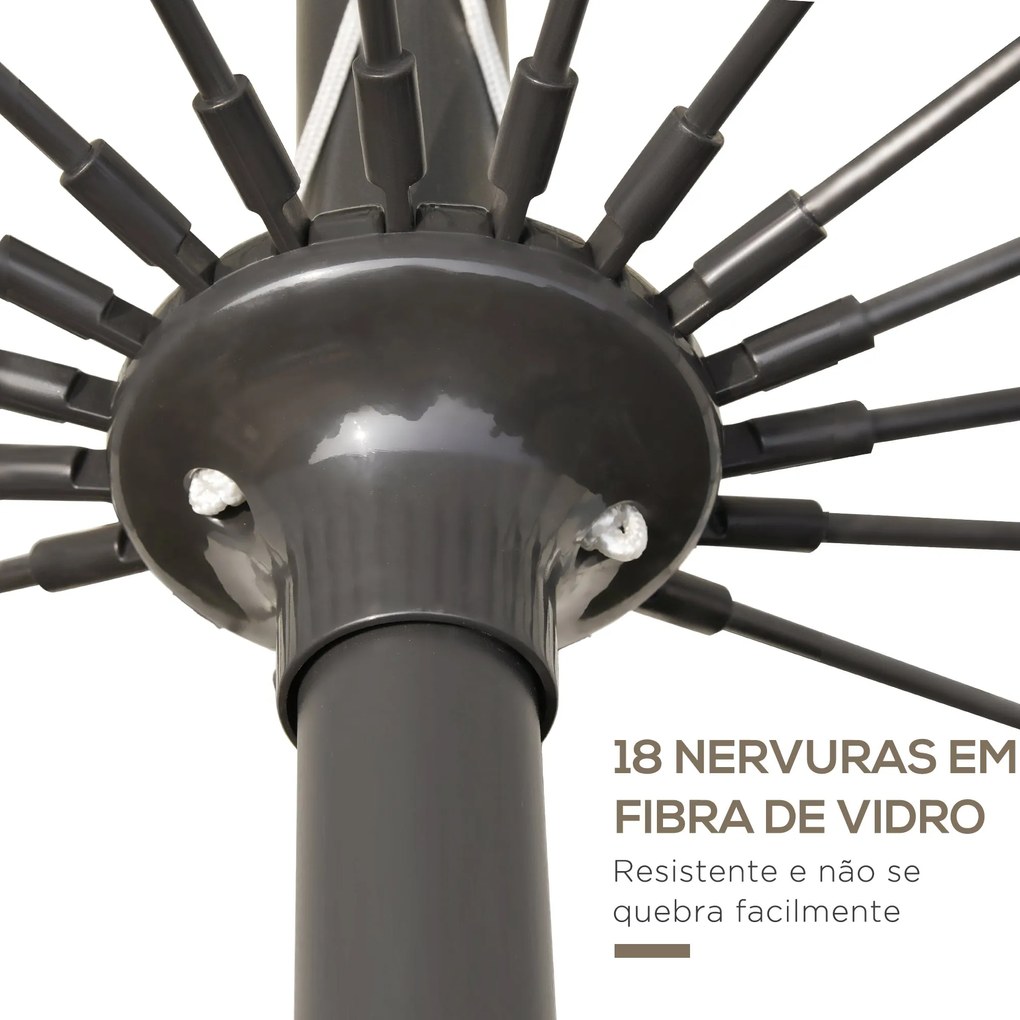 Chapéu de Sol de Jardim Ø2,5x2,4 m Chapéu de Sol de Terraço com Manive