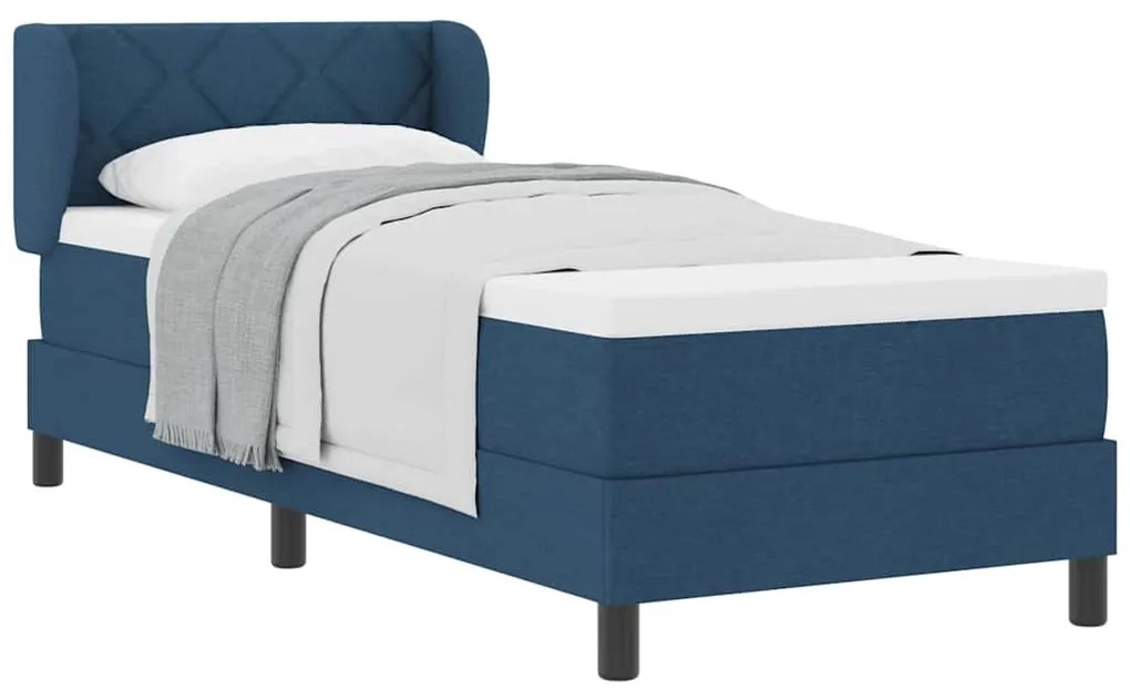 Camas Box Spring vidaXL com Colchão Azul 80x200 cm Tecido