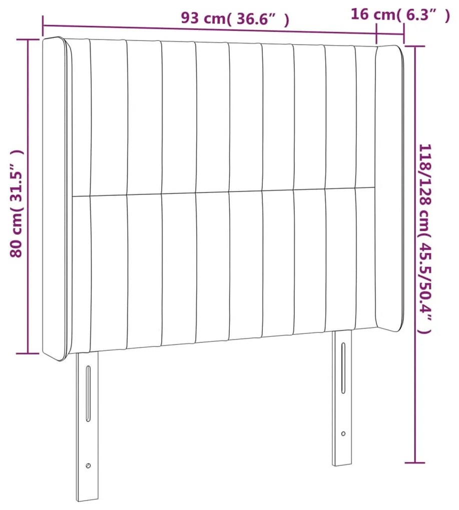 Cabeceira de cama c/ luzes LED tecido 93x16x118/128 cm castanho