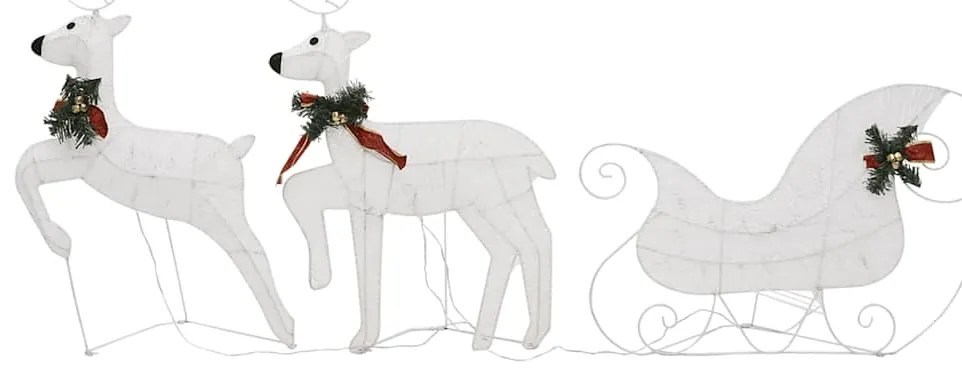 Decoração de Natal renas/trenó p/ exterior 60 luzes LED branco