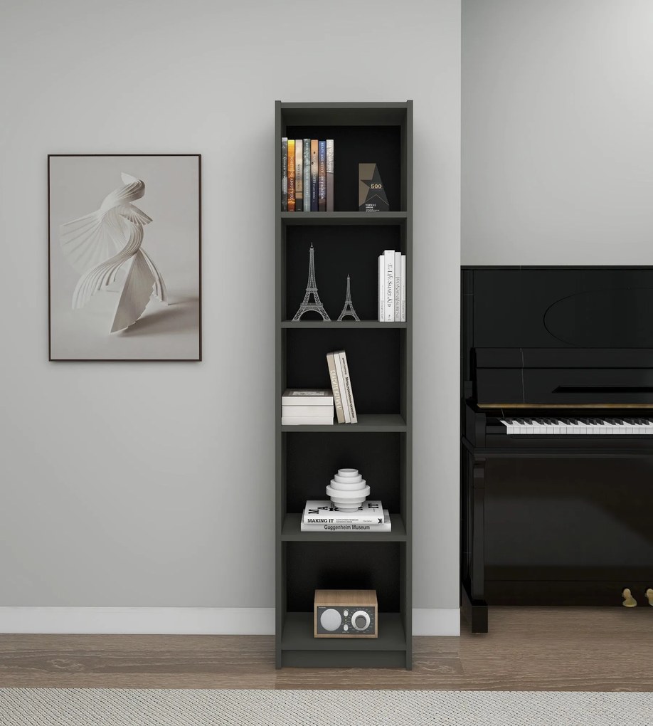 Estante Fulya – Cinzento Escuro – 40x180x28 cm