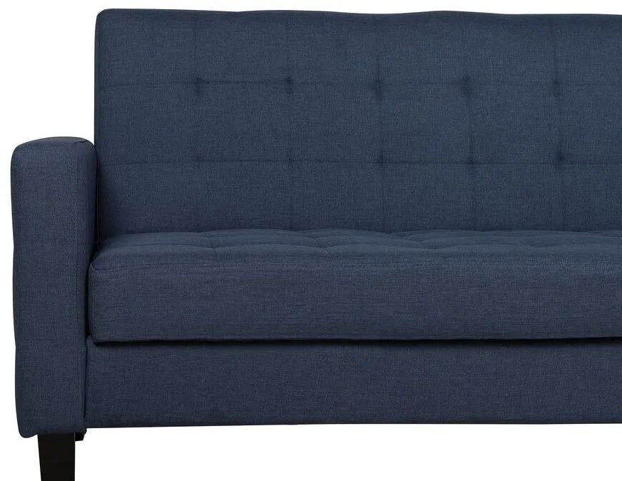 Sofá-cama 3 lugares em tecido azul escuro VEHKOO Beliani