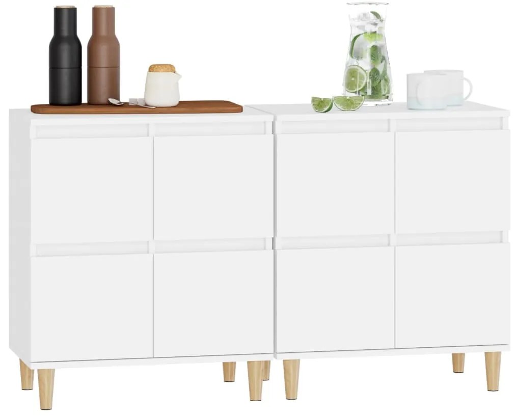 Aparadores 2 pcs 60x35x70 cm derivados de madeira branco