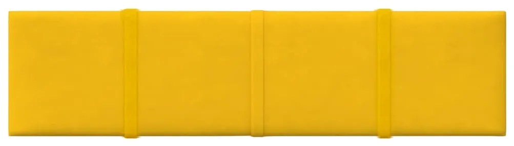 Painel de parede 12 pcs 60x15 cm veludo 1,08 m² amarelo