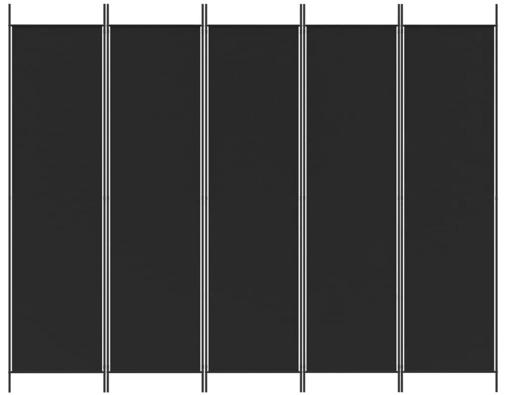 Divisória de quarto com 5 painéis 250x200 cm tecido preto