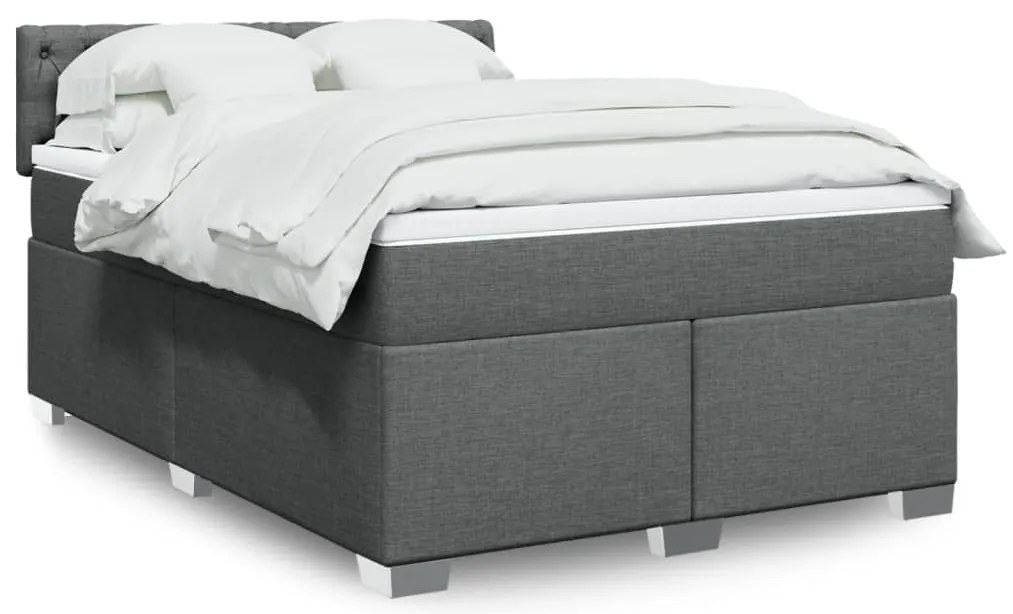 vidaXL Cama com molas/colchão 160x200 cm tecido cinzento-escuro