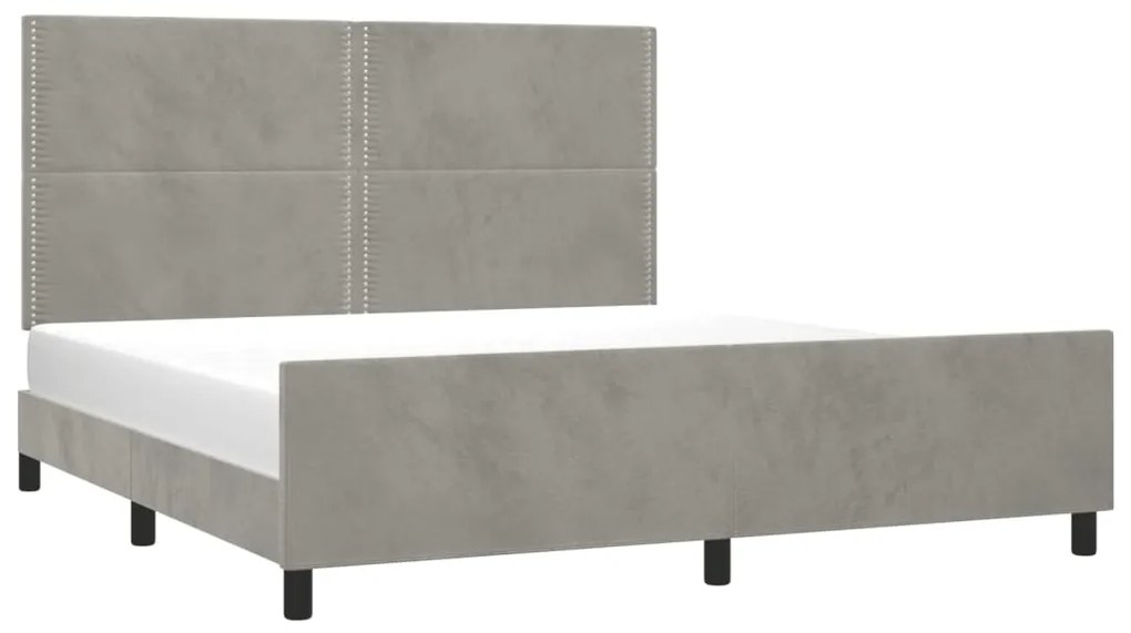 Estrutura de cama sem colchão 160x200 cm veludo cinzento-claro