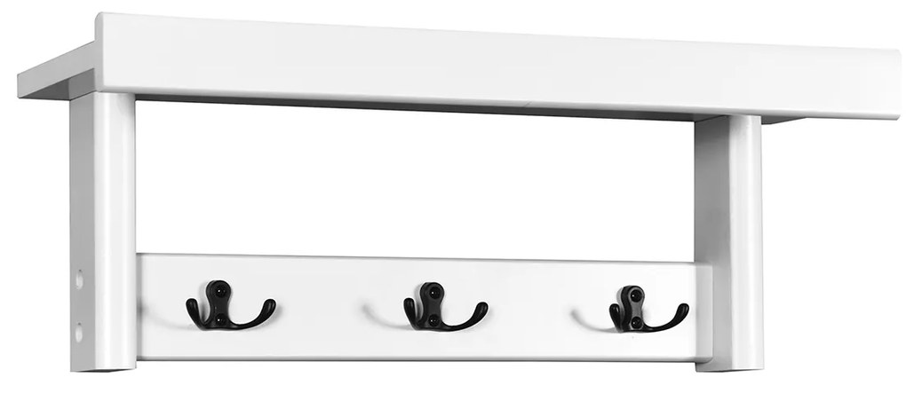 Cabide de parede com 3 ganchos duplos e prateleira moderna para entrada Cozinha de casa de banho de quarto 52 x 16 x 18 cm branco
