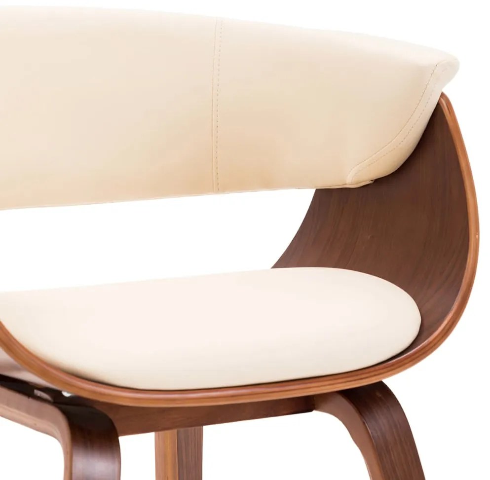 Cadeiras jantar 2 pcs madeira curvada e couro artificial creme