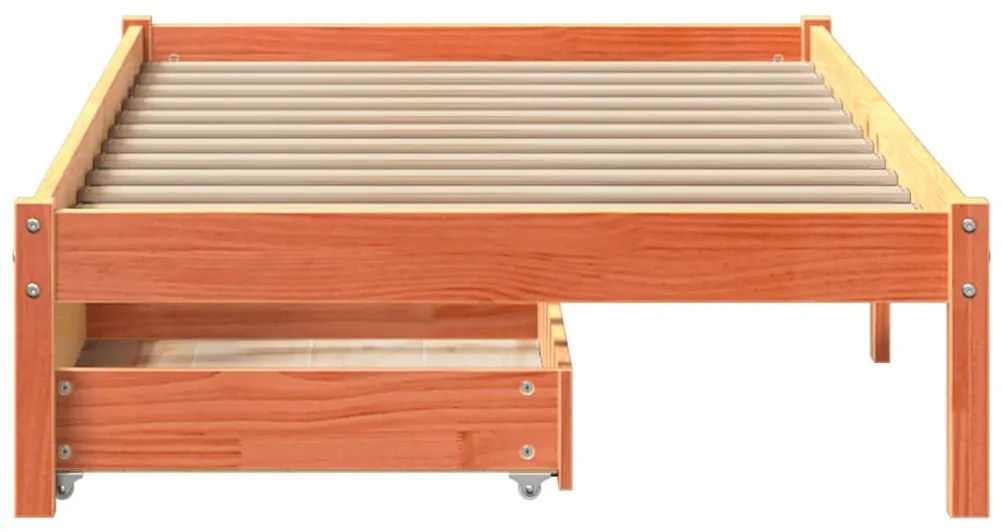 Cama sem colchão 90x200 cm pinho maciço castanho-mel