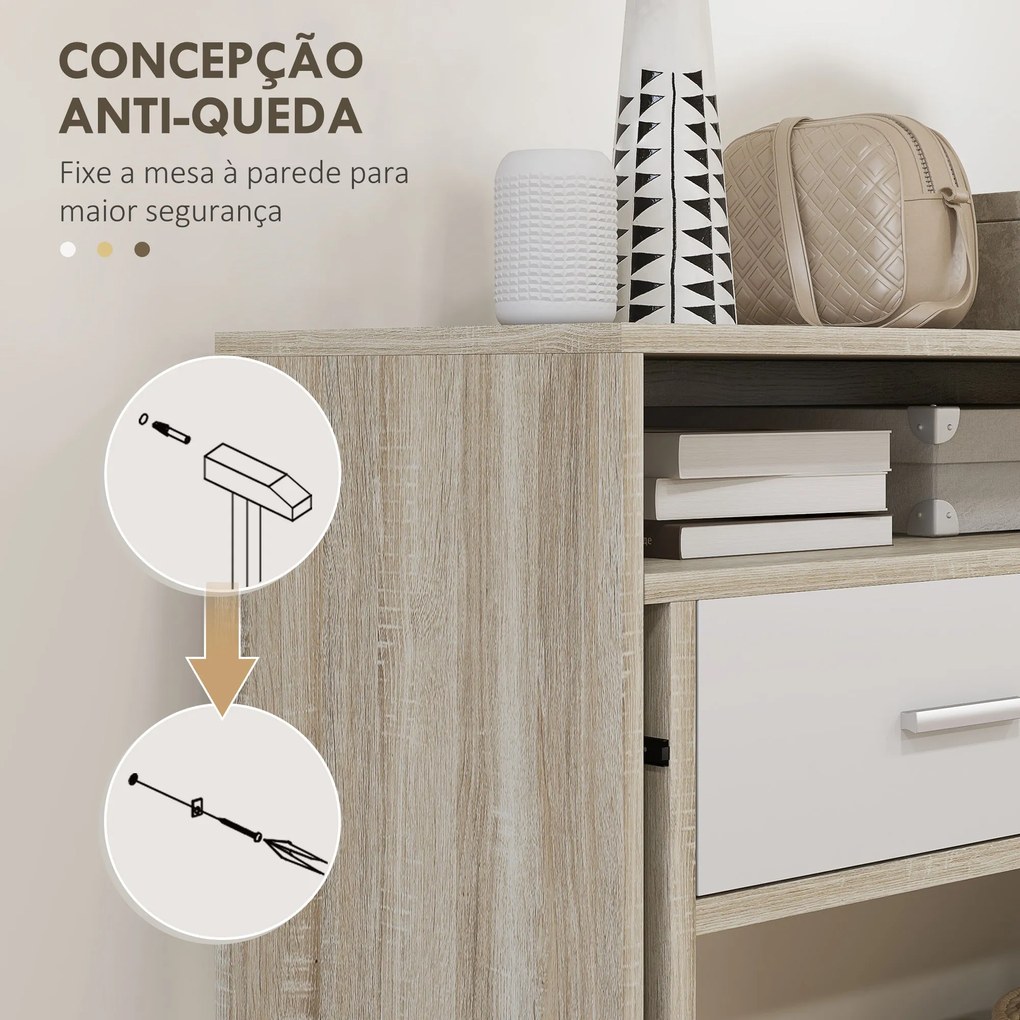 Mesa Consola Moderna de Entrada de 2 Níveis com Trilhos Deslizantes 2