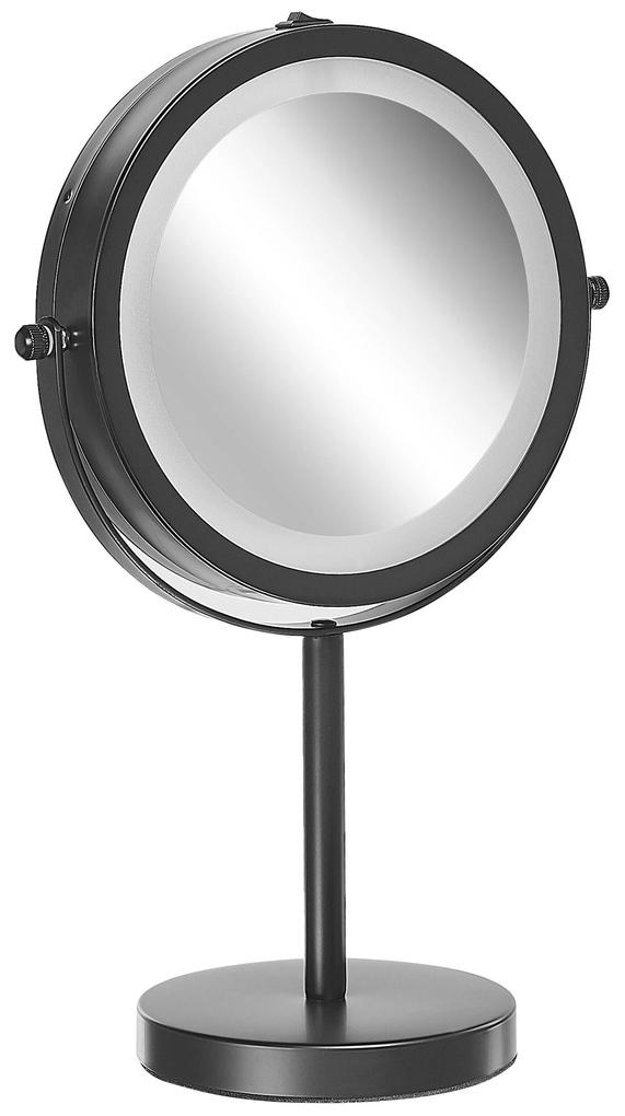 Espelho de maquilhagem preto com LED ø 17 cm TUCHAN Beliani