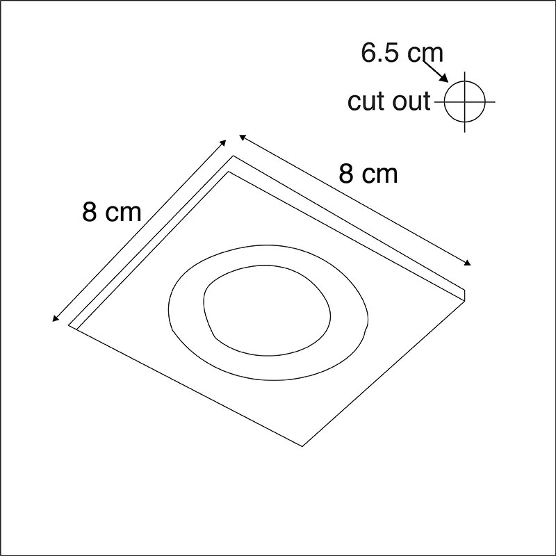 LED Foco embutido inteligente quadrado preto IP44 com Wi-Fi GU10 - Xena Moderno