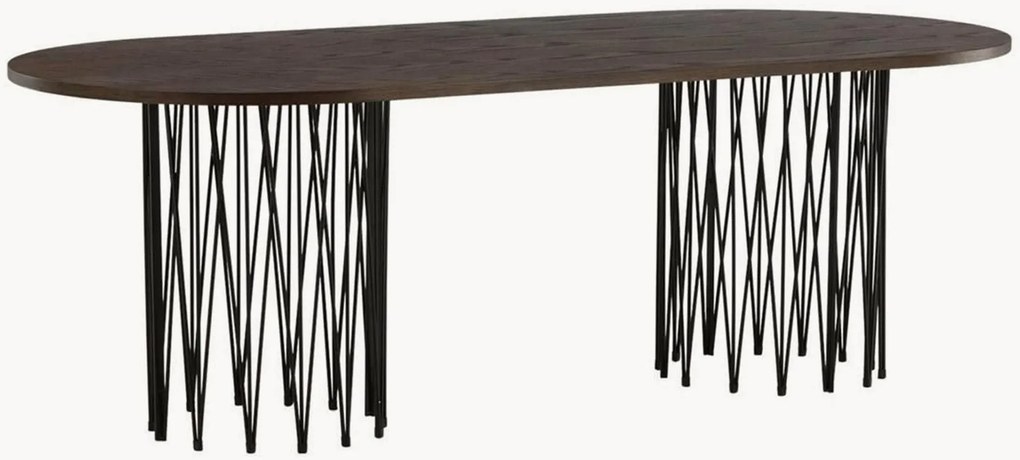 Mesa de jantar oval com tampo de madeira Stone, 200 x 100 cm