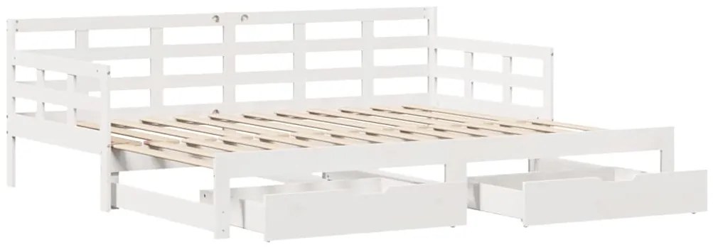 Sofá-cama com gavetão e gavetas sem colchão 90x200 cm branco