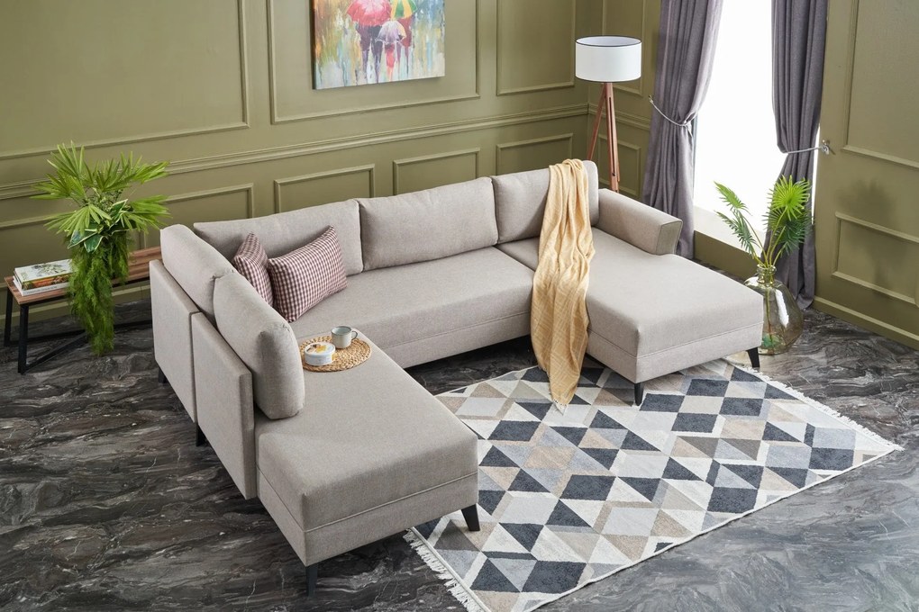 Sofá-Cama de Canto Eris – Creme – 300 x 78 x 202 cm
