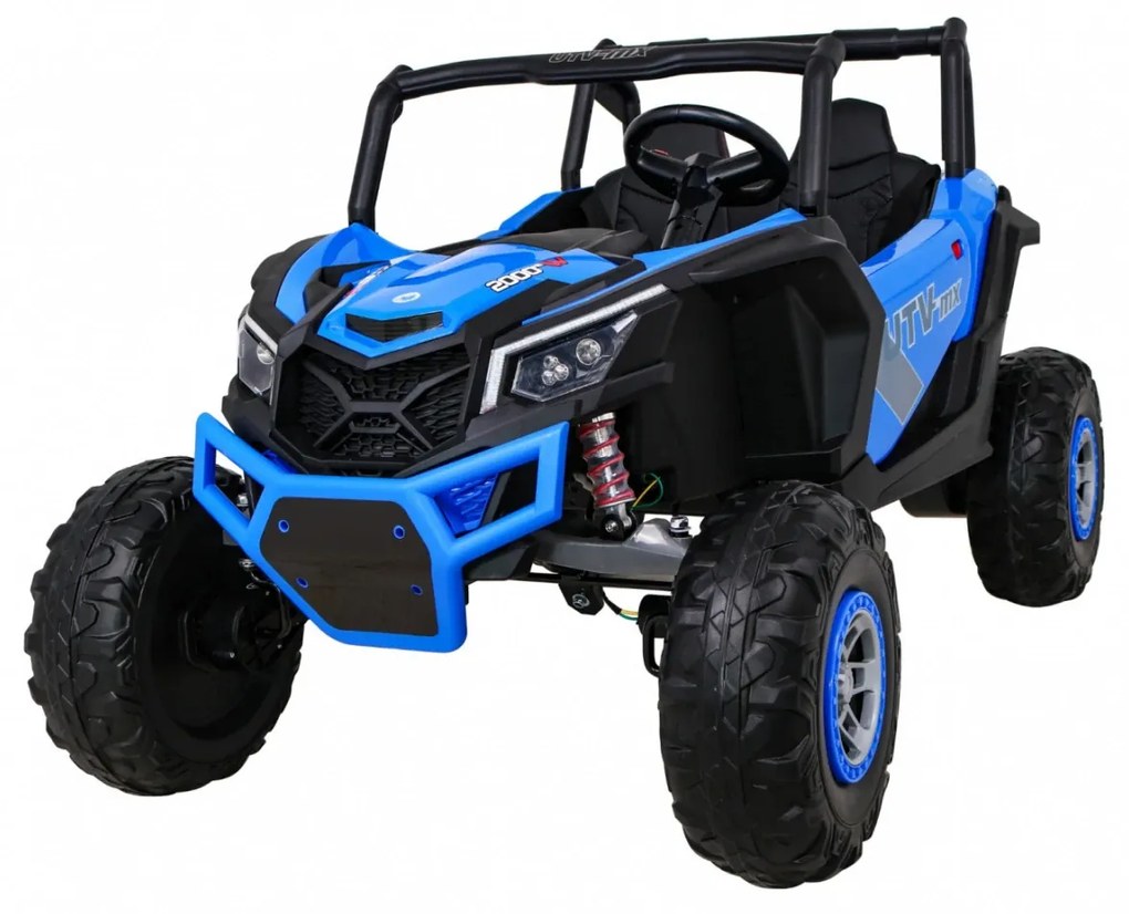 Buggy elétrico para Crianças 24V 4x4 2 Lugares UTV-MX Rodas de EVA, Assento de couro Azul