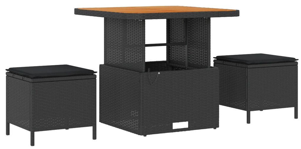 Conjunto de Sofás de Jardim vidaXL de 10 Peças com Almofadas Preto Vim