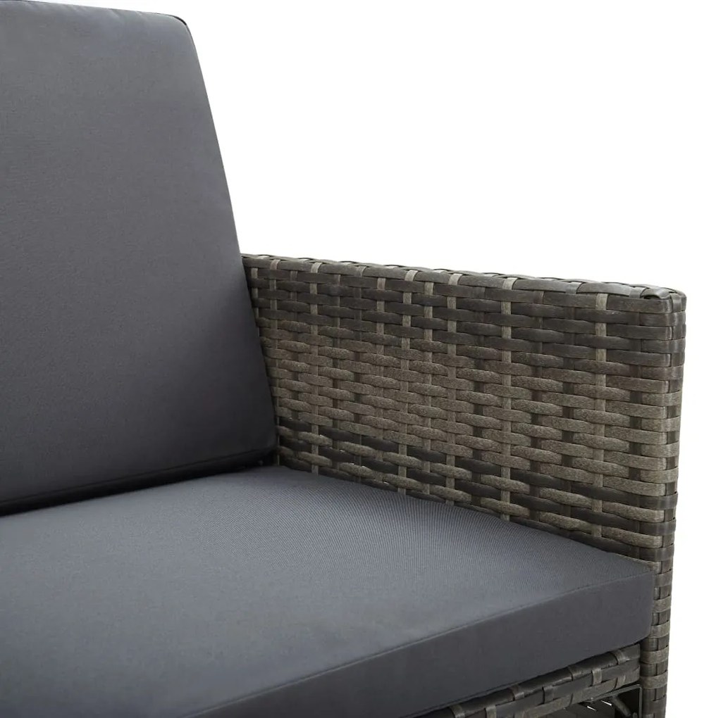 9 pcs conjunto jantar exterior c/ almofadões vime PE cinzento