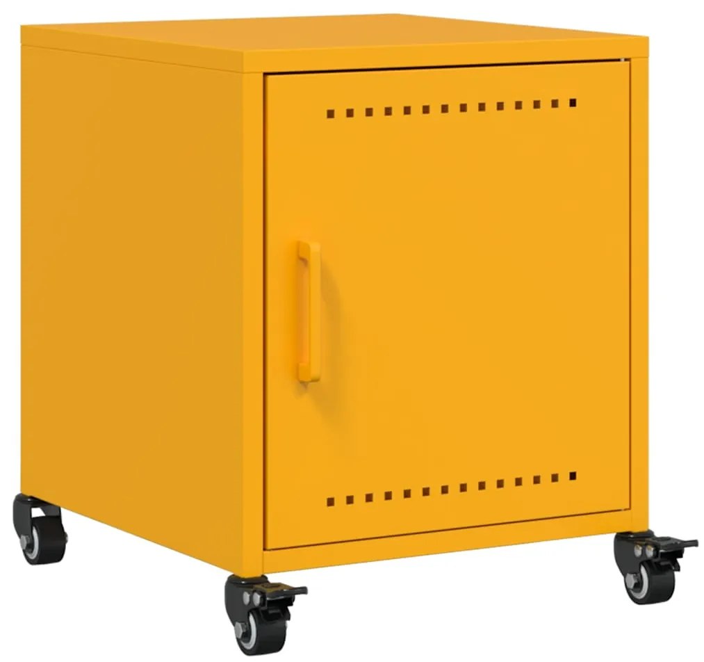 Mesas de cabeceira 2 pcs 36x39x43,5 cm aço amarelo mostarda