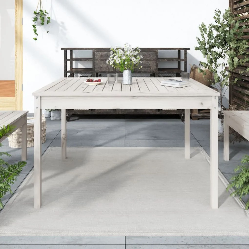 Mesa de jardim 121x82,5x76 cm madeira de pinho maciça branco