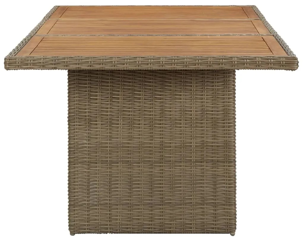 Mesa de jantar jardim 200x100x74 cm vime PE castanho
