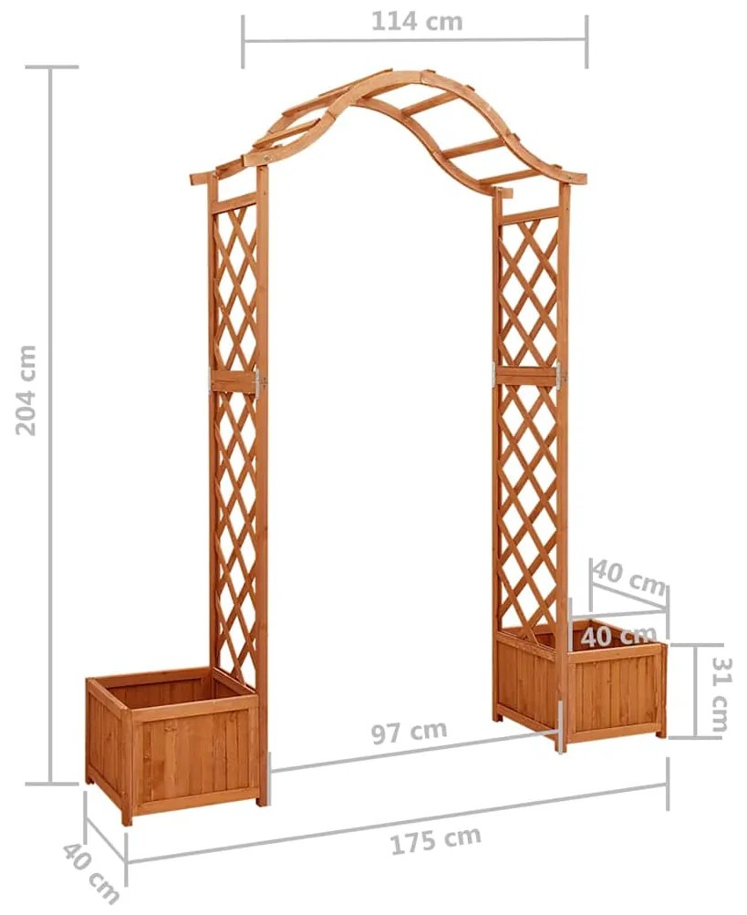 Pérgola de jardim com vasos madeira de abeto maciça