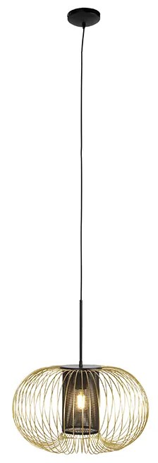 Candeeiro de suspensão design dourado com preto 50 cm - Marnie Design