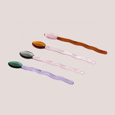 Conjunto De 4 Colheres De Café Em Vidro Yukis Multicolor Classic - Sklum