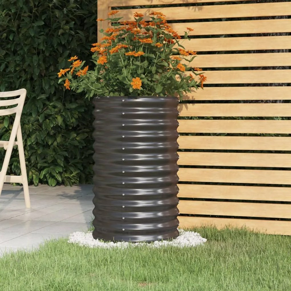 318851 vidaXL Vaso/floreira de jardim aço revestido a pó 40x40x68cm antracite