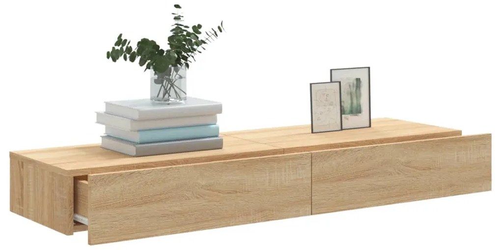 Móveis de TV com luzes LED 2 pcs 60x35x15,5 cm carvalho sonoma