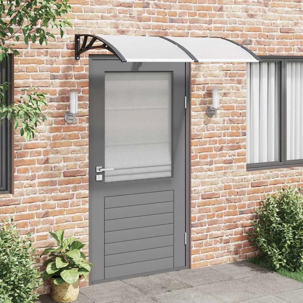 Toldo para porta 150x75 cm policarbonato preto/transparente