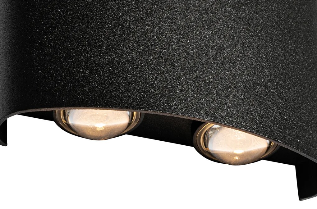 Candeeiro de parede exterior preto com LED 4 luzes IP54 - Silly