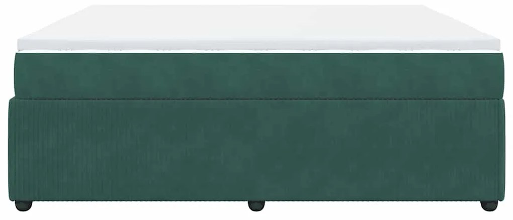 Cama com molas/colchão 200x200 cm veludo verde-escuro