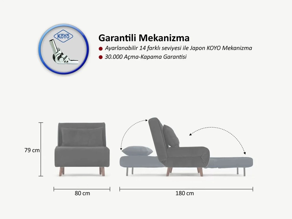 Sofá-Cama Folde – Cinzento Claro – 180 x 80 cm