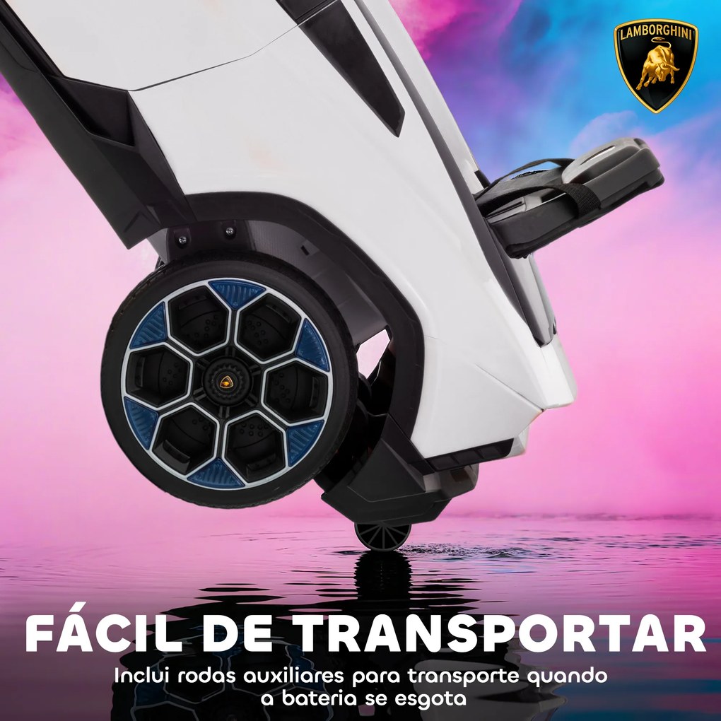 Carro Elétrico para Crianças 12V com Motor Duplo Rodas com Suspensão Faróis Música USB 101,5x49x43 cm Branco