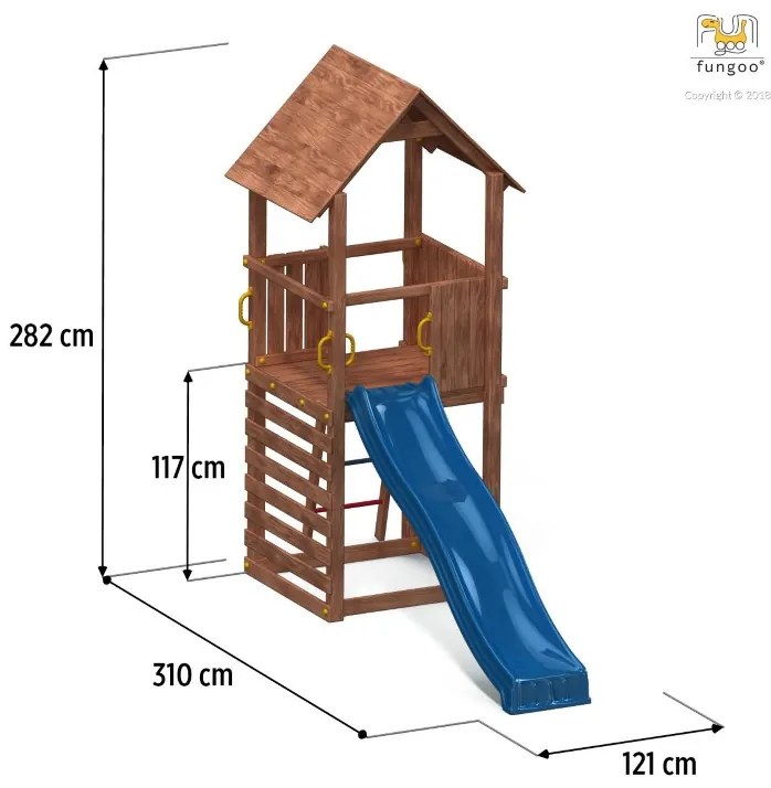 Parque infantil Crianças Exterior CAROL1 com Escorrega, parede escalada, escada com degraus metálicos, pegas e protecções