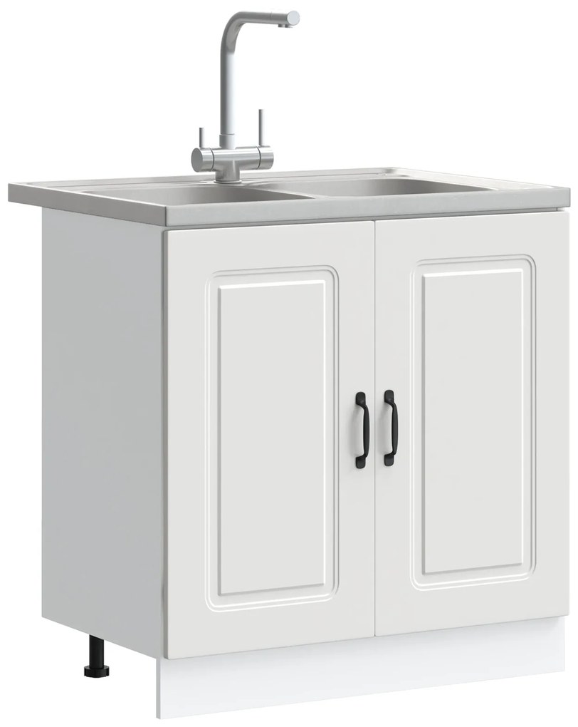 Armário de Cozinha vidaXL 'Kalmar'com Pias Duplas Branco em Estrutura
