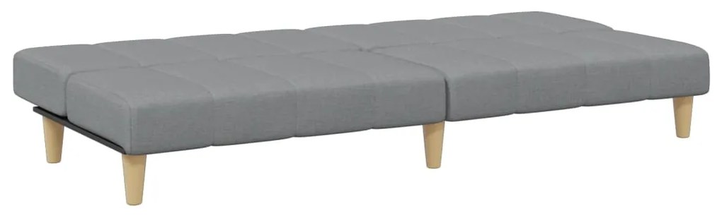 Sofá-cama de 2 lugares c/ apoio de pés tecido cinzento-claro