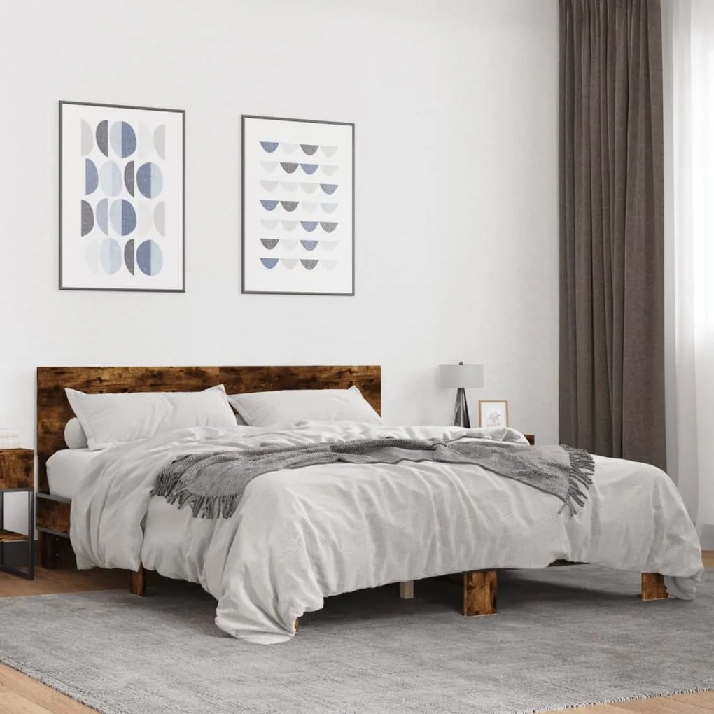 vidaXL Estrutura de cama 160x200 cm derivados madeira/metal